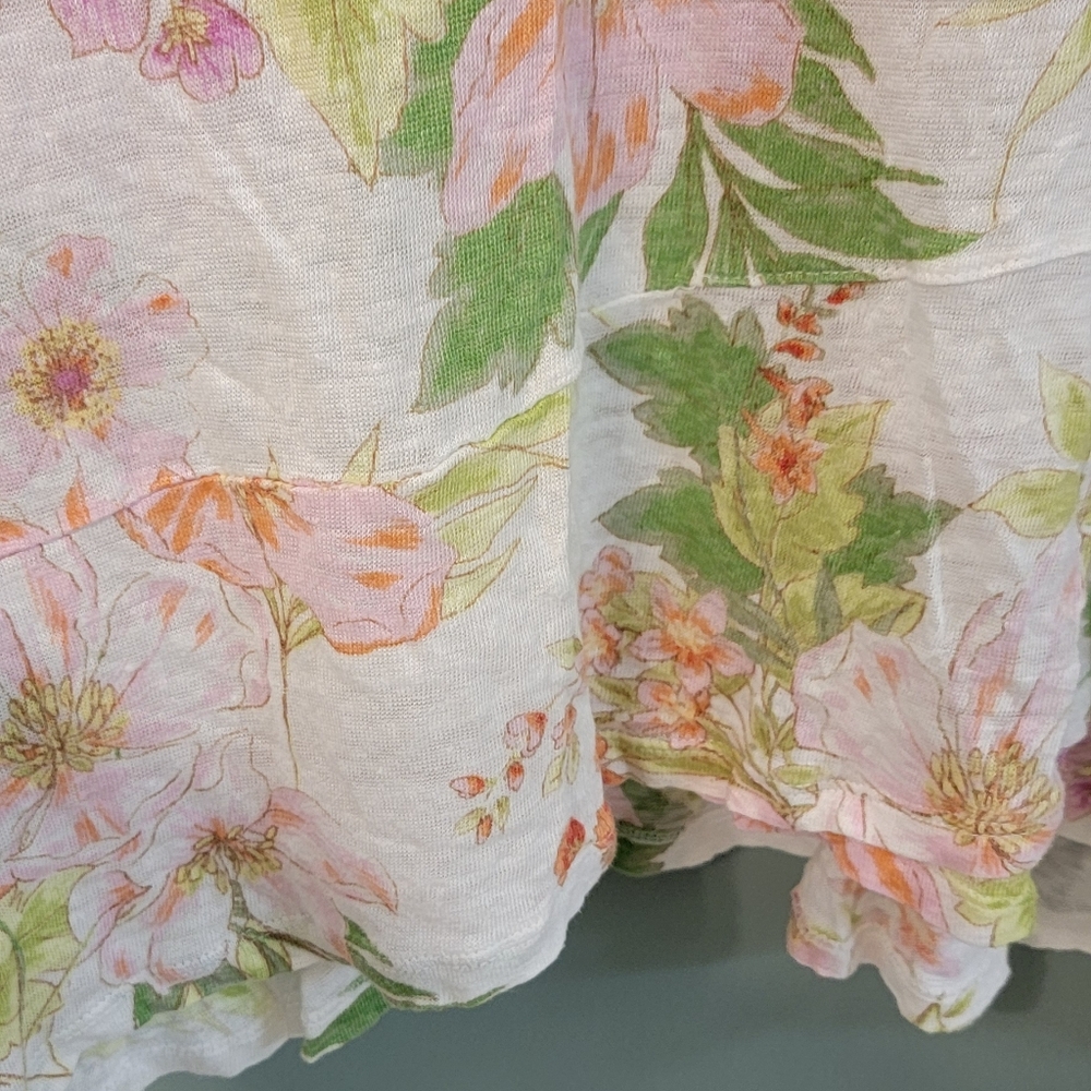 J.Jill Love‎ Linen Womens Floral Coastal Beachy Lightweight Top Size XL - Picture 5 of 11